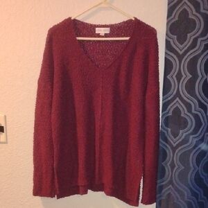 Knox Rose Burgundy V-Neck Sweater